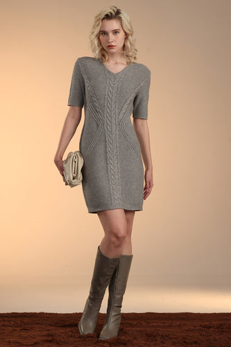 Wool Blended Cable Dress