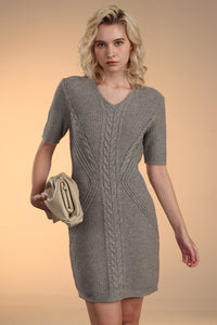 Wool Blended Cable Dress