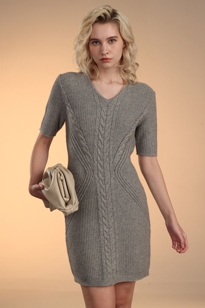 Wool Blended Cable Dress