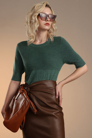 Texture short sleeve knit top