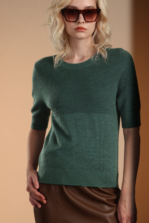 Texture short sleeve knit top