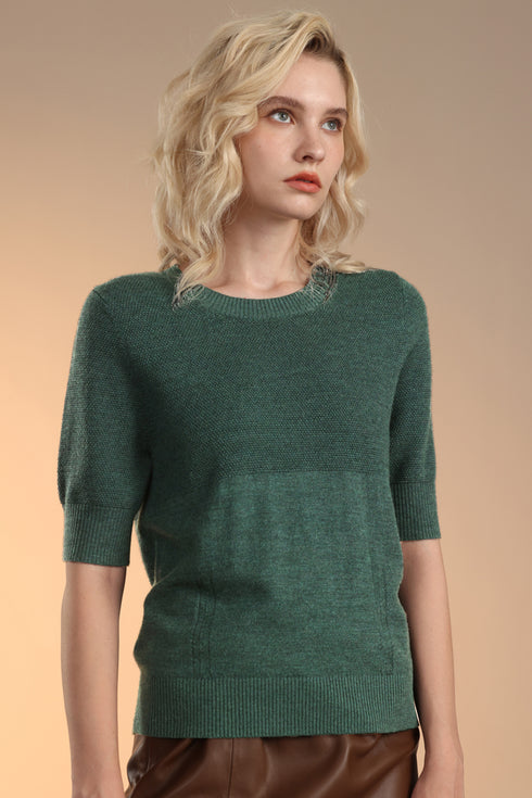 Texture short sleeve knit top