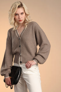 Merino Texture Cable Cardigan