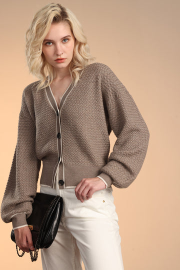 Merino Texture Cable Cardigan