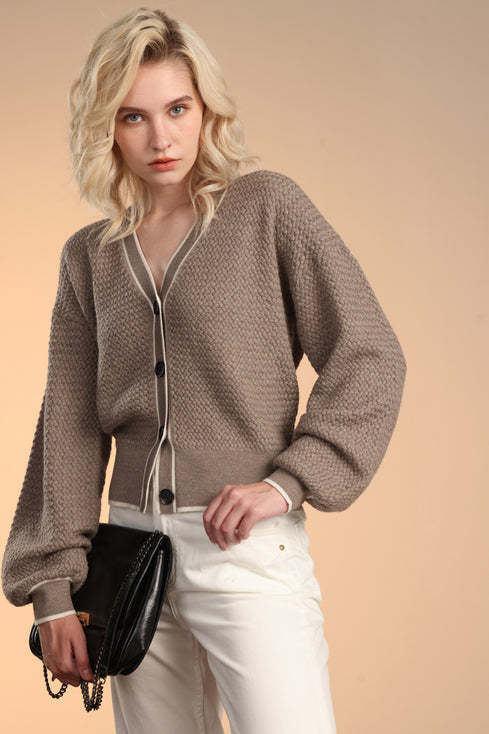 Merino Texture Cable Cardigan