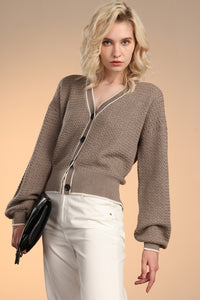 Merino Texture Cable Cardigan