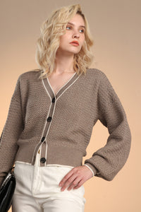 Merino Texture Cable Cardigan