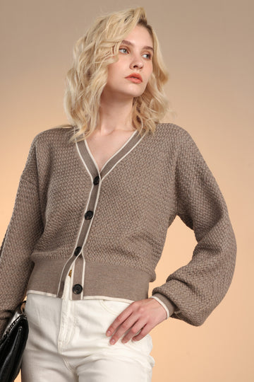 Merino Texture Cable Cardigan