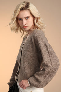Merino Texture Cable Cardigan