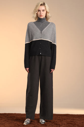 Merino Color-block Cardigan