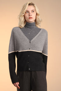 Merino Color-block Cardigan