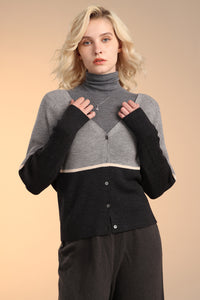 Merino Color-block Cardigan