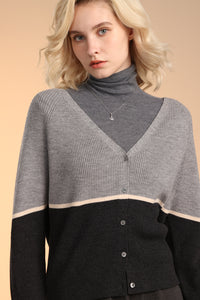 Merino Color-block Cardigan