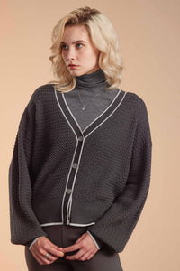 Merino Texture Cable Cardigan