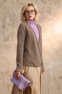 Camel Mixed Texture Cardigan