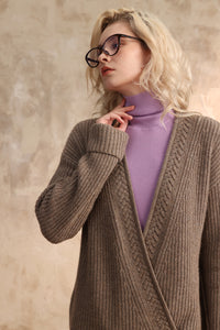 Camel Mixed Texture Cardigan