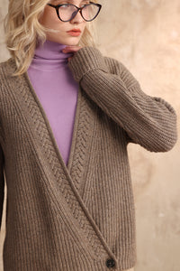 Camel Mixed Texture Cardigan