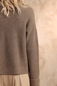 Camel Mixed Texture Cardigan