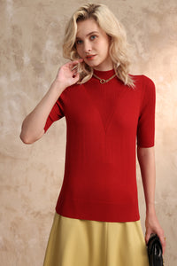 Ribbed-detail knit top