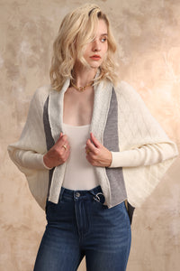 Merino big collar cardigan