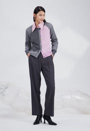Merino color plaiting cardigan