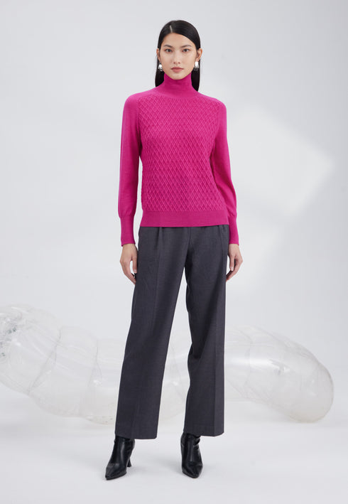 Merino diamond texture pullover