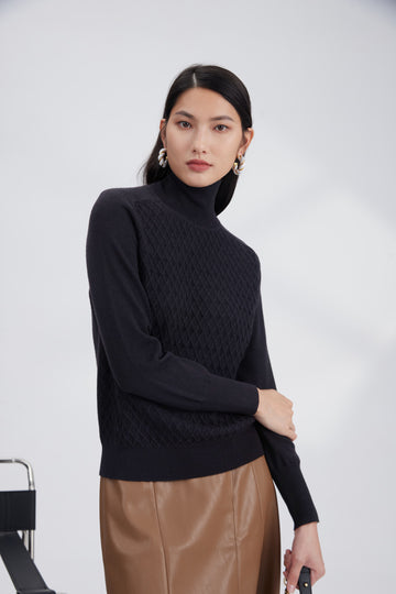 Merino diamond texture pullover