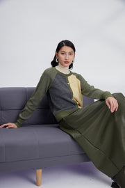 Merino color plaiting cardigan