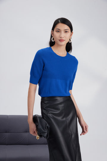 Texture short sleeve knit top