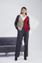 Load image into Gallery viewer, Heavy-knits merino color plaiting cardigan