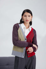 Load image into Gallery viewer, Heavy-knits merino color plaiting cardigan
