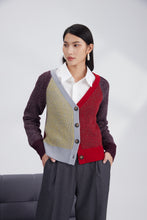 Load image into Gallery viewer, Heavy-knits merino color plaiting cardigan
