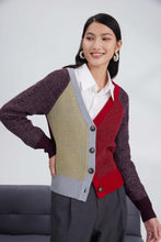 Load image into Gallery viewer, Heavy-knits merino color plaiting cardigan
