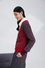 Load image into Gallery viewer, Heavy-knits merino color plaiting cardigan