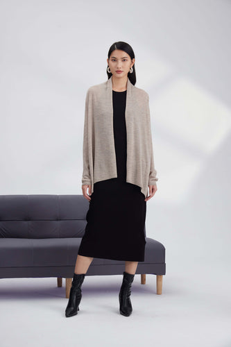 waterfall cardigan, knitted cardigan, no buttons, long sleeves, extra fine merino wool, luxury knitwear, officewear