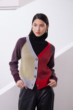 Load image into Gallery viewer, colourblock cardigan, merino wool, bolloonie, winter sweater, multicolour